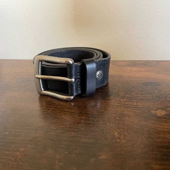 Columbia Men's Work Black Leather Belt Size 38-40 (Large) with Silver Buckle - Picture 1 of 9